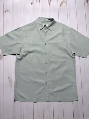 Alfani Sage Green Short-Sleeve Button-Down Shirt